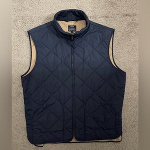 J Crew Quilted Blue Vest Large